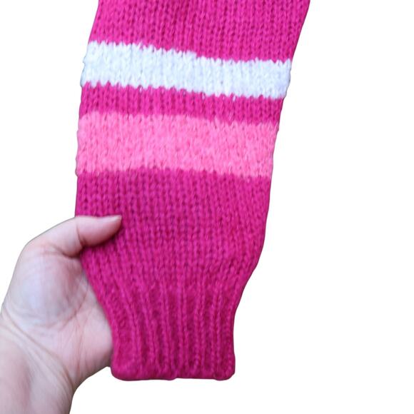 Vtg 80s Penguin Isle Striped Sweater Cozy Fuzzy Maximalist Dopamine Wool‎ Size L - Picture 2 of 8